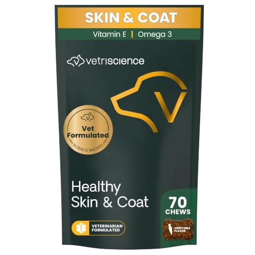 VETRISCIENCE Derma Strength Allergy Dog Chews for Itchy Skin and Immunity with Omega 3, 70 Soft Chews - Supports Healthy Skin and Coat for Dogs and Seasonal Allergies