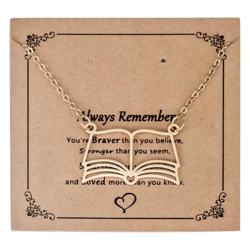 Kivosliviz Book Jewelry for Women Gifts Book Club Bookish Stuff Readers and Books Lover Necklace Book Merch