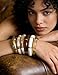 iF YOU 6pcs Chunky Acrylic Bangle Bracelets for Women, Resin Bamboo Brown Stretchy Bracelet Stack, Fashion Jewelry for Women (6 Clear white brown bracelets)