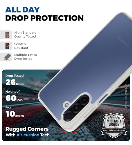 Image of Golden Sand Rugged Frosted Matte Back Cover for Samsung Galaxy A17 5G | Semi-Transparent Anti-Slip Case with Shock Protection & Raised Camera Guard (Moonlight Grey)