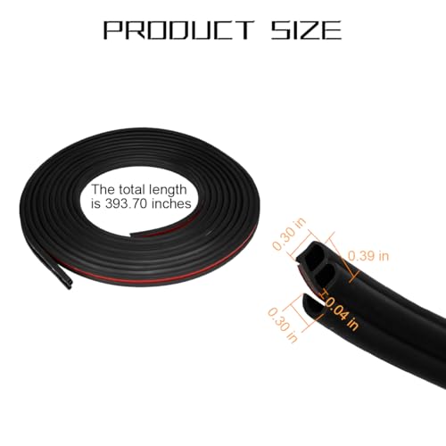 Image of Osilly Car Door Rubber Seal Strip, 32.8Ft Self Adhesive Weather Stripping Automotive Edge Trim, Weatherstrip Soundproof Vehicle Tailgate Window Sealing Cover, Universal for SUV RV Truck (Black)