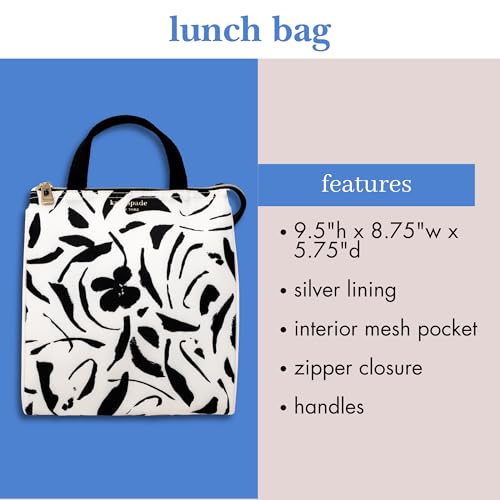 Image of kate spade new york Insulated Lunch Tote, Painters Garden | Cute Insulated Soft Cooler Bag, Adult Lunch Box with Silver Thermal Interior Lining and Mesh Storage Pocket