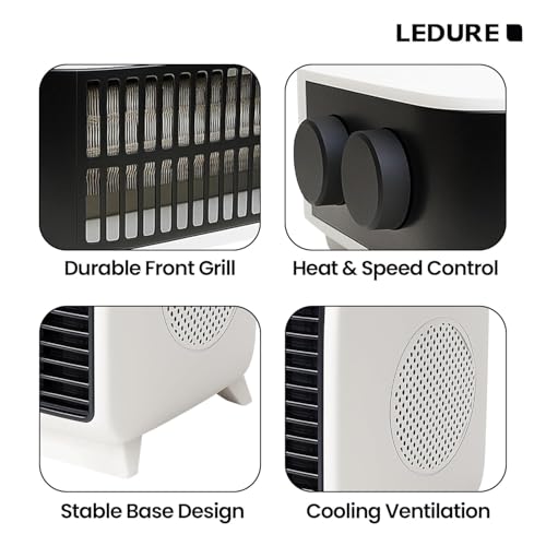 Image of LEDURE 2000W Velar Turbonite Fan Room Heater with Overheat Protection & Turbo Fan Blower | Dual Heat Settings & Adjustable Thermostat | Indoor Outdoor Electric Room Heater | 1 Year Warranty