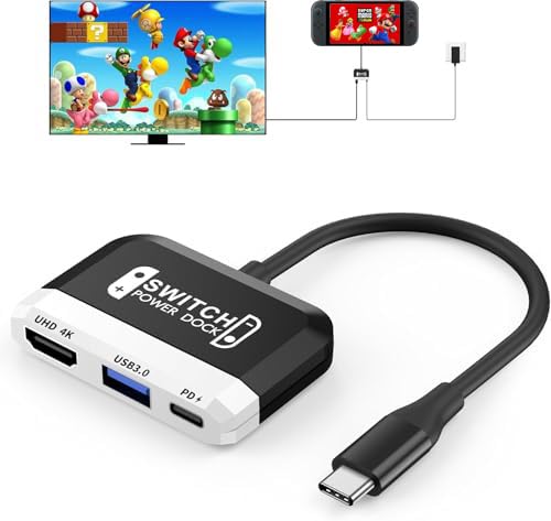 Base para Nintendo Switch/OLED, Mini Switch 3 en 1 con puerto HDMI USB 3.0 4K y carga USB C PD de 100 W, base portátil de viaje