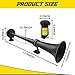 GAMPRO 12V 150DB Car Air Horns, 18 Inches Chrome Zinc Single Trumpet Truck Air Horn with Compressor for Any 12V Vehicles Trucks Lorrys Trains Boats Cars (BLACK)