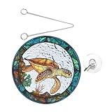 Loigohon アクリル製カメの吊り下げ装飾 – 耐久性のあるステンドグラス風ペンダント、壁や窓のインテリアに (20.00X20.00X0.30CM,カラフル)