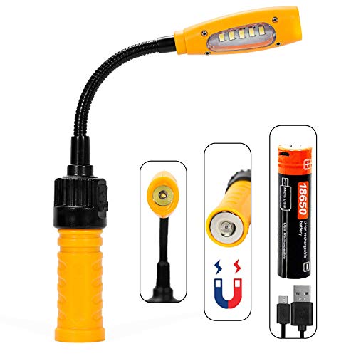 Go-to Work Light, Magnetic Base& Flexible Gooseneck, Handheld Flashlight & Flood Light, USB