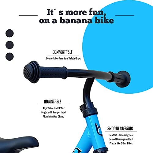 Banana Gt Balance Bike - Lightweight Toddler Bike For 2, 3, 4, And 5 Year Old Boys And Girls – No Pedal Bikes For Kids With Adjustable Handlebar And Seat – Aluminium, Air Tires - Training Bike (Blue) #TOP2