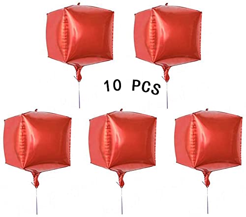 10 Pcs Cube Foil Balloons 24 Inches Square Shaped Aluminum Foil Balloon Hangable Mylar Balloon For Wedding Marriage Birthday Festival Party Baby Shower Engagement Backdrop Venue Decor(Red) #TOP1