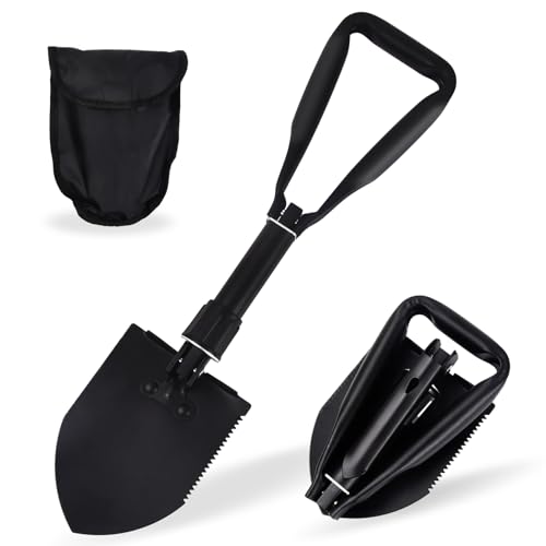 Pala Supervivencia Multifuncional, Resistente Pala Plegable de Acero al Carbono, Militar Accesorios Indispensable Se Puede Utilizar al Aire Libre (M)