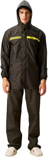 ZEEL Rain Coat for Men Waterproof for Bike Riders with Adjustable Hood along with Reflective back, Waterproof Rainwear Sui...