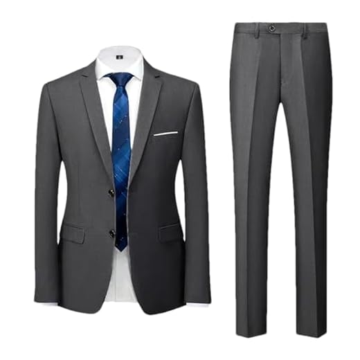 Terno masculino casual slim hot stamping conjunto de 2 peças slim dois botões blazer dourado jaqueta casaco calças, Dois botões cinza escuro, XX-Large