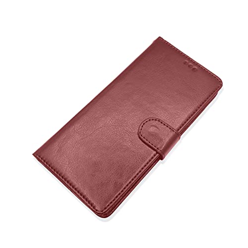 Image of Pikkme Realme C33 Flip Case Leather Finish | Inside TPU with Card Pockets | Wallet Stand and Shock Proof | Magnetic Closing | Complete Protection Flip Cover (Brown)