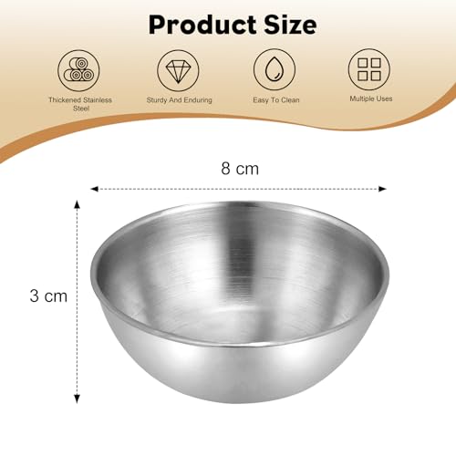 PCKOBEVER 4 Pcs Small Stainless Steel Sauce Dishes, Mini Dipping Bowls Dishes Condiment Sauce Cups - Image 2