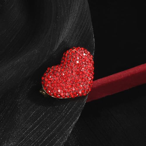 Image of Red Heart Love Brooch Lapel Pin Cubic Zirconia Classic for Party Dance Wedding Banquet for Women Ladies Girls Rhinestone Dress Suit Bouquet Corsage Accessories Jewelry Decor