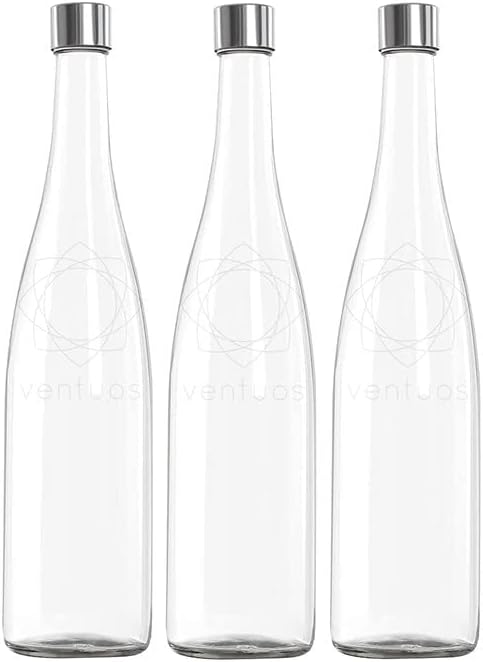PRAMUKH FASHION Glass Water Bottle 1 Liter Plain Narrow Mouth for Beverages, Oil, Vinegar, Beer, Water, Soda, Airtight Lid & Leak Proof Cap - Clear - Pack of (3)