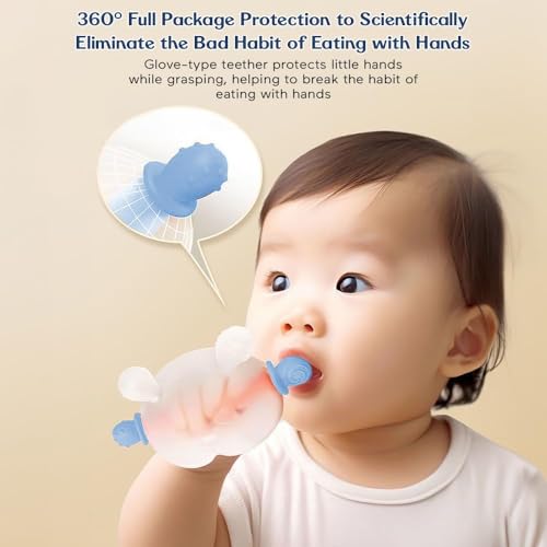 Image of StarAndDaisy Soft Baby Teether and Teeth Rattle Ball Toys for Infants & Toddlers (Bear - Blue)