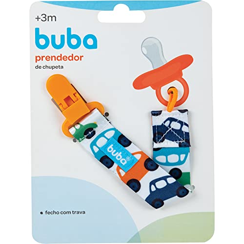 Buba Carrinho Prendedor de Chupeta, Azul/Laranja