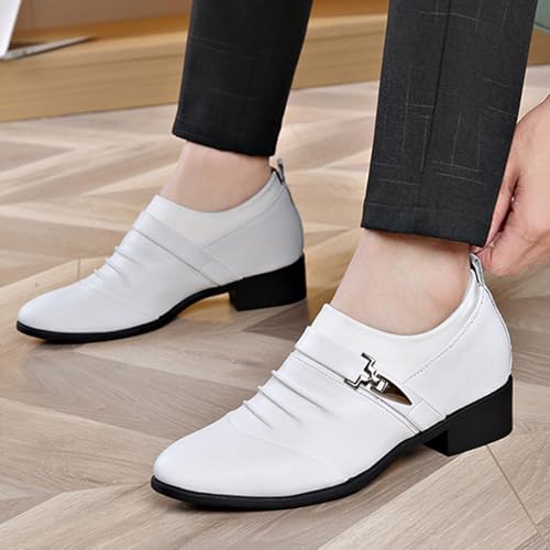 Business Work Dress Shoes Genuine Leather Large Size Low Top Buckle Pointed Toe Casual Shoes for Dating Prom Business2