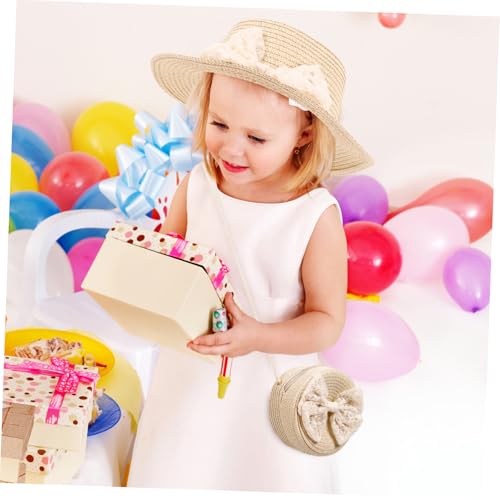 VALICLUD 1set Boys and Girls Breathable Straw Hat and Woven Bag Adorable Lace Material for Sun for Beach Outings and Outdoor Adventures Fits Years Khaki4
