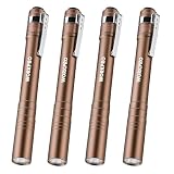 WORKPRO LED Pen Light, Aluminum Pen Flashlights, Pocket Flashlight with Clip for Inspection, Emergency, Everyday, 2AAA Batteries Include, Brown(4-Pack)