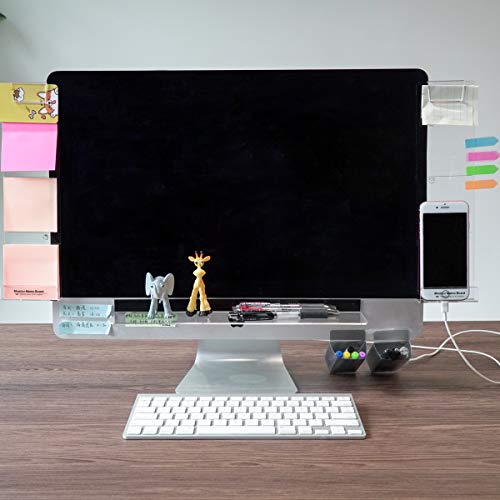Monitor Memo Board 3pcs Computer Message Sticky Note Holder with Pen Pencil Holder Phone Pad Charge Panel Left Right Bottom Side for Office Home Desk Organizer + Sticky Notes + Colored Tabs - Thumbnail 2