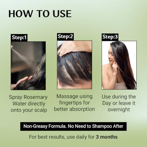 Image of Rosemary Water Spray for Hair Growth with Rice Water & Hyaluronic Acid Anti-Hair Fall, Dandruff Control & Instant Shine - Natural Scalp Revitalizer for All Hair Types - Non-Greasy, Fast Absorbing - 100ml