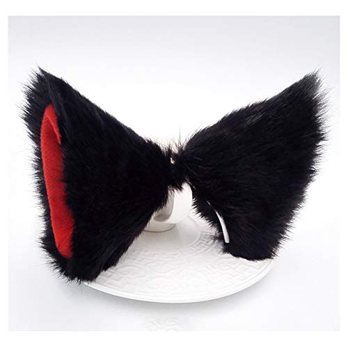 Pinzas para cabello con orejas de gato y zorro negro y rojo miniatura 1
