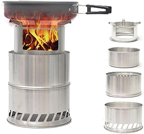 キャンプストーブ ポータブル 折りたたみ式 ステンレススチール 取り外し可能 薪ストーブ アウトドア ハイキング ピクニック BBQ