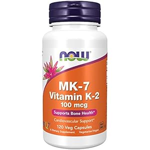 NOW Foods Supplements, MK-7 Vitamin K-2 100 mcg, Cardiovascular Support*, Supports Bone Health*, 120 Veg Capsules