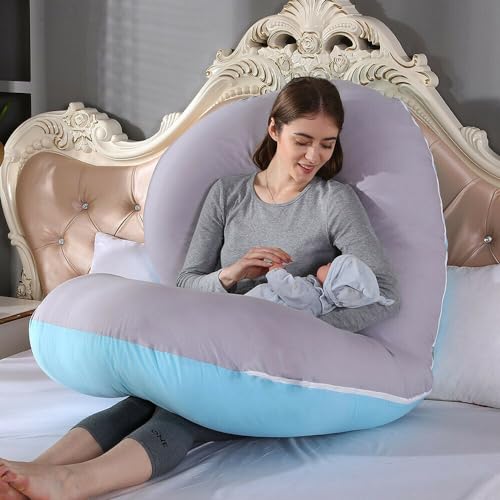 Image of Safe Multifunctional Microfiber U Shaped Pregnancy Pillow /Maternity Pillow. (Grey-Blue-C)