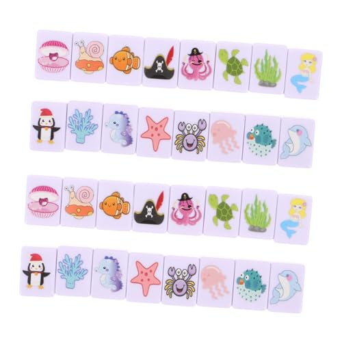 Jeu de Mahjong 48 tuiles animaux marins avec mallette portable compacte