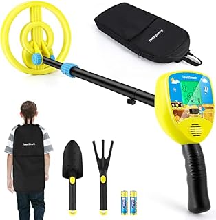 Metal Detector for Kids, Kids Metal Detector with Pinpoint Mode, LCD Display & Buzzer, Waterproof Coil, 63-81cm Adjustable Stem, Lightweight, for Treasure Hunting Beginners, Junior & Youth - Yellow