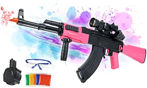 Electric Gel Ball Blaster - Adjustable Auto/Manual Modes Splatter Ball Blaster with 50,000 Water Beads, Water Bead Blaster in Backyard Fun and Outdoor Shooting Games for Boys and Girls