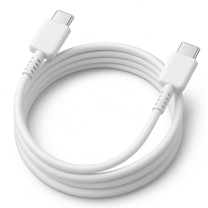 Image of XYKOS Samsung Original 45W Type C to Type C Superfast Charging Cable, Mobile Data Sync Cord for Samsung Galaxy S26 Plus /S26 Ultra /Z Flip7, Durable Tangle Free Quick Charge Power for Tablet PC, White