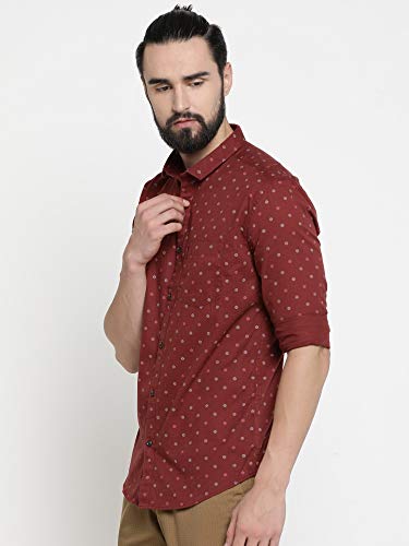 Image of SHOWOFFFF Men Printed Casual Shirt | Spread Collar Full Sleeves Cotton Shirt for Mens | Slim Fit Regular Length Shirt for Men's