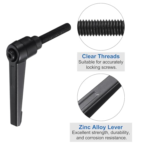 Image of uxcell 10pcs Lever Adjustable Handles M6 x 32mm Metric Male Thread, Level Clamping Handle Hand Stud Knobs Rotating Screw Handles Bolts with Locking Lever, Black