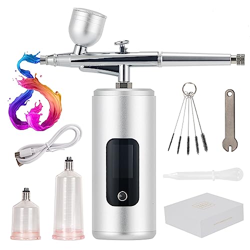 Ggsimidale Airbrush Kit With Compressor, 36Psi Handheld Mini Air Brush Gun Set, Portable High Pressure Air Brushes For Painting, Tattoo, Nail Art, Mode, Makeup, Cake, Barber #TOP17