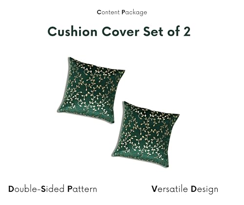 Image of RD TREND Premium Velvet Cushion Covers Set of 2 | Soft Decorative Throw Pillowcases for Sofa, Bed & Living Room | Cushion Cover 18 inch x 18 inch (45x45cm) Dark Green