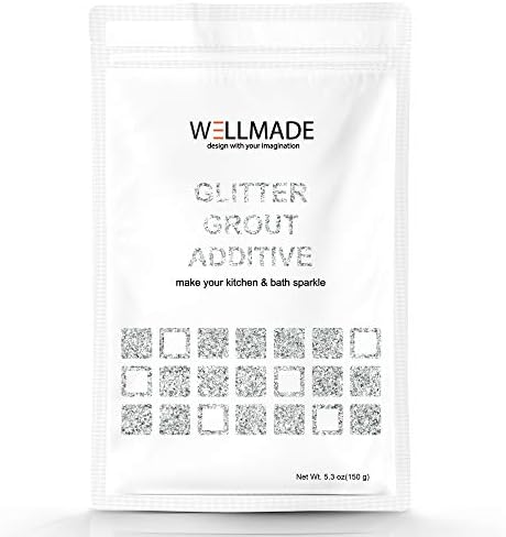 Glitter Grout Tile Additive 150g/5.3oz Glitter for Wall/Floor Tile Grout-DIY Home Wet Room Bathroom Kitchen Sparkle, Add/Mix with Epoxy Resin or Cement Based Grout (150g/5.3oz, Silver)