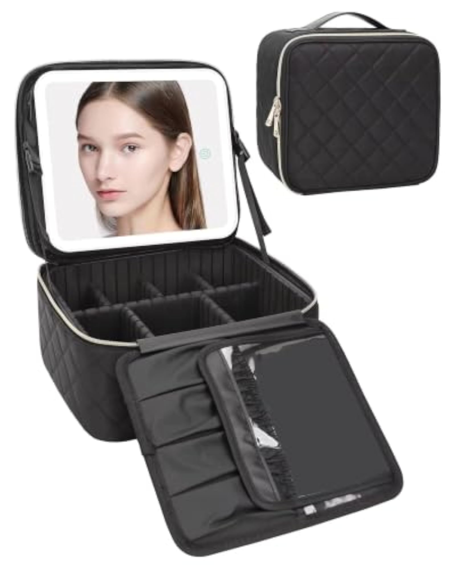 Travel Makeup Case with LED Light Mirror