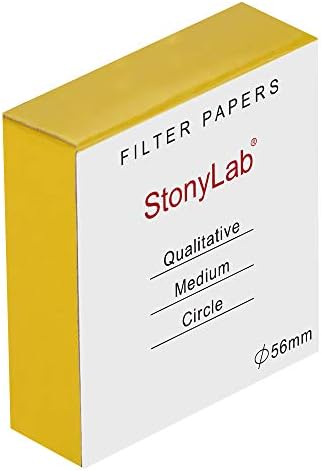 StonyLab Qualitative Filter Paper Circles, 56mm Diameter Cellulose Filter Paper with 20 Micron Particle Retention Medium Filtration Speed, Pack of 100