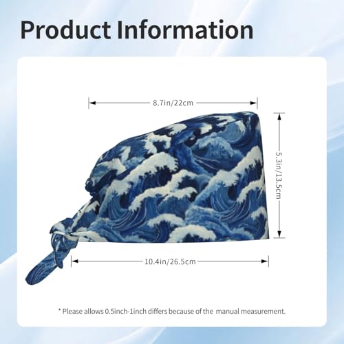 Image of Working Cap Scrub Cap with Sweatband Adjustable Unisex Tie Back Hat for Cleaning Farm Nursing