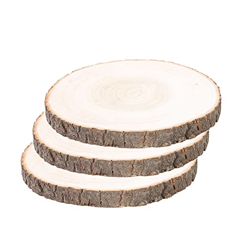 Fette di legno 3 pezzi 18-20 cm forato foro naturale incompiuto tronco cerchi in legno per fai da te artigianato decorazioni di nozze decorazioni natalizie.