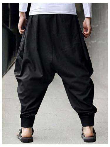 Verdusa Men's Drawstring Waist Harem Pants Casual Loose Drop Crotch Trousers2