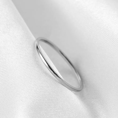Beydodo Stackable Rings for Women, Stainless Steel Rings for Women Wedding Size 5 to 10 Pinky Ring Band 1mm Silver3