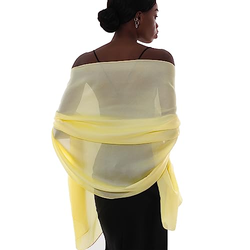 PIOYMEYA Chale Jaune Etole Femme Mariage Echarpe Foulard pour Robe Soiree Grosse Echarpes et Foulards Pashmina