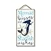 Mermaid Kisses and Starfish Wishes - 5 x 10 inch Hanging Wall Art, Decorative Wood Sign Home Decor