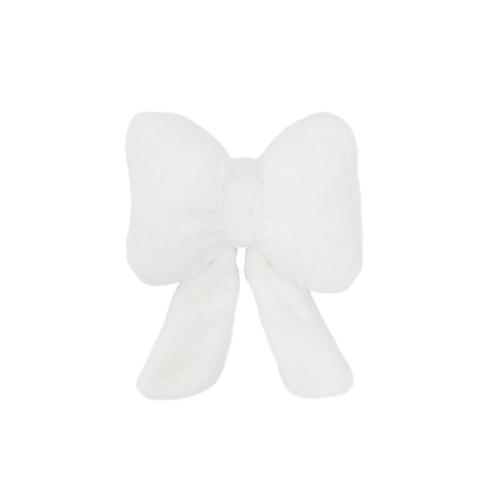 Oreiller décoratif en peluche douce avec nœud blanc : coussin de salon et chambre