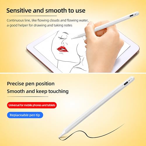 Image of ANT META Pencil 200 Active Stylus Pen for iPad, Android Tablets & Smartphones, 1.5mm Precision POM Tip, Type-C Fast Charging, Magnetic Design, 8-10 Hours Battery for Writing & Drawing, White
